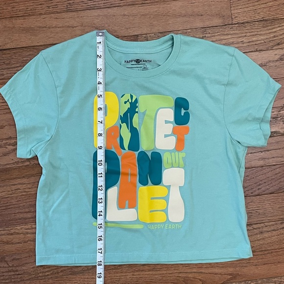 Women's Happy Earth Protect Our Planet Cropped Tee | Size Large - Picture 5 of 6